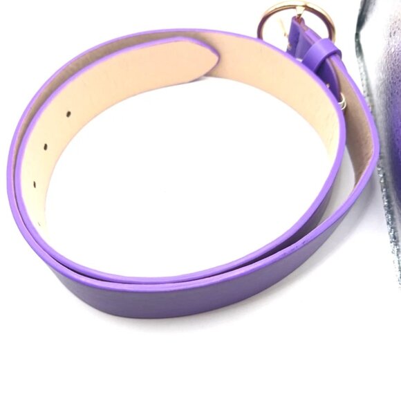 Purple Faux Leather Belt 37 Inches Women's New - Picture 3 of 8